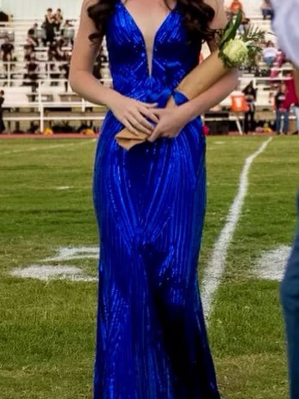 Jovani Royal Blue Sequin V-Neck Prom Dress